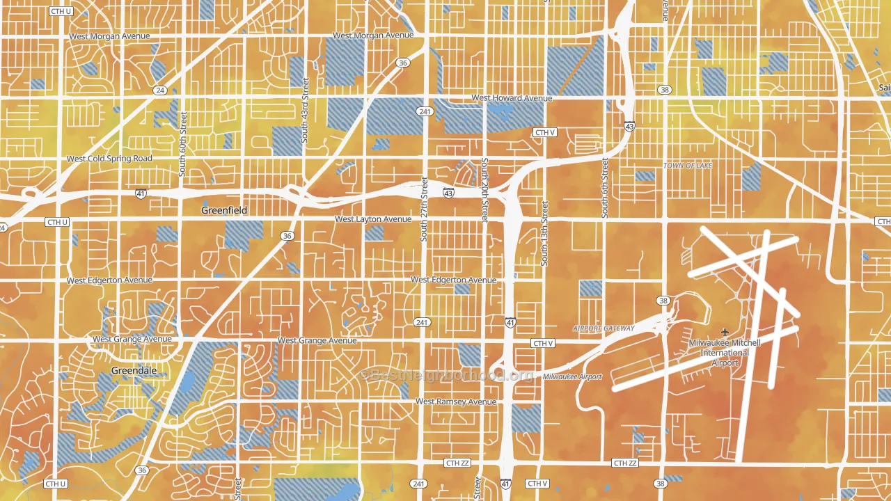 Bike Grade map of 53221, WI