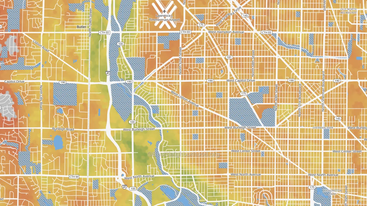 Bike Grade map of 53222, WI