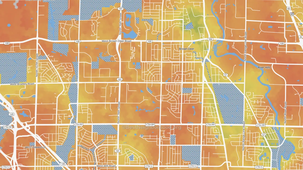 Bike Grade map of 53223, WI