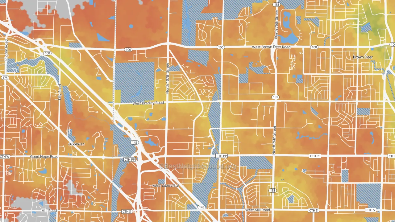 Bike Grade map of 53224, WI