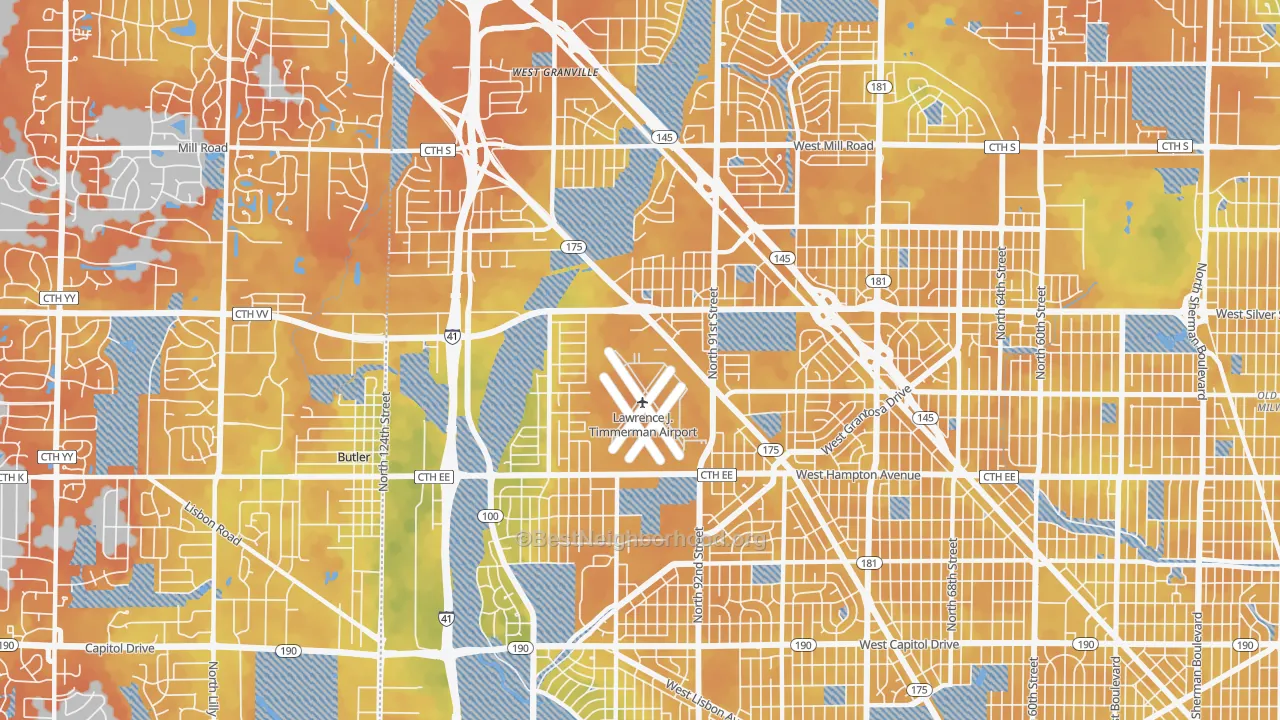 Bike Grade map of 53225, WI