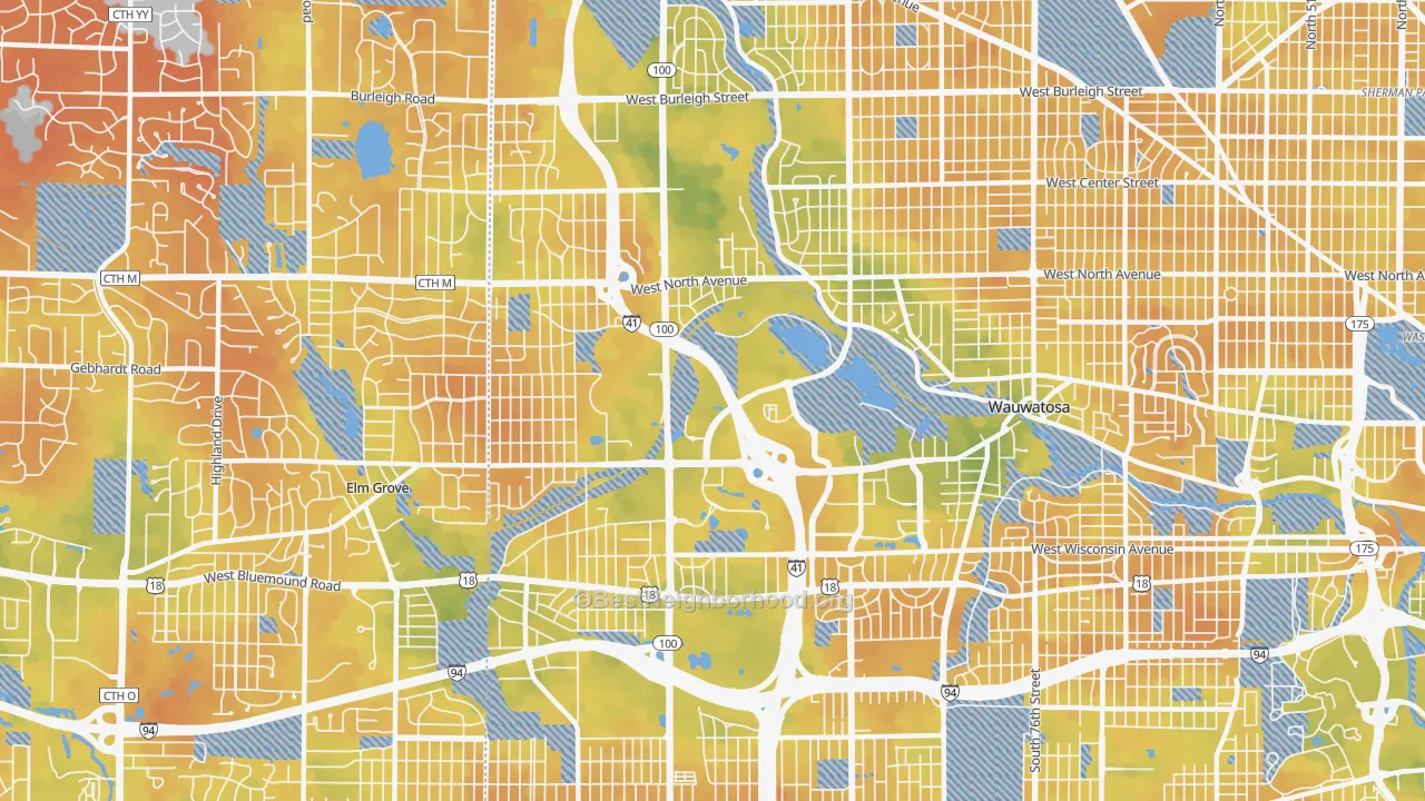 Bike Grade map of 53226, WI