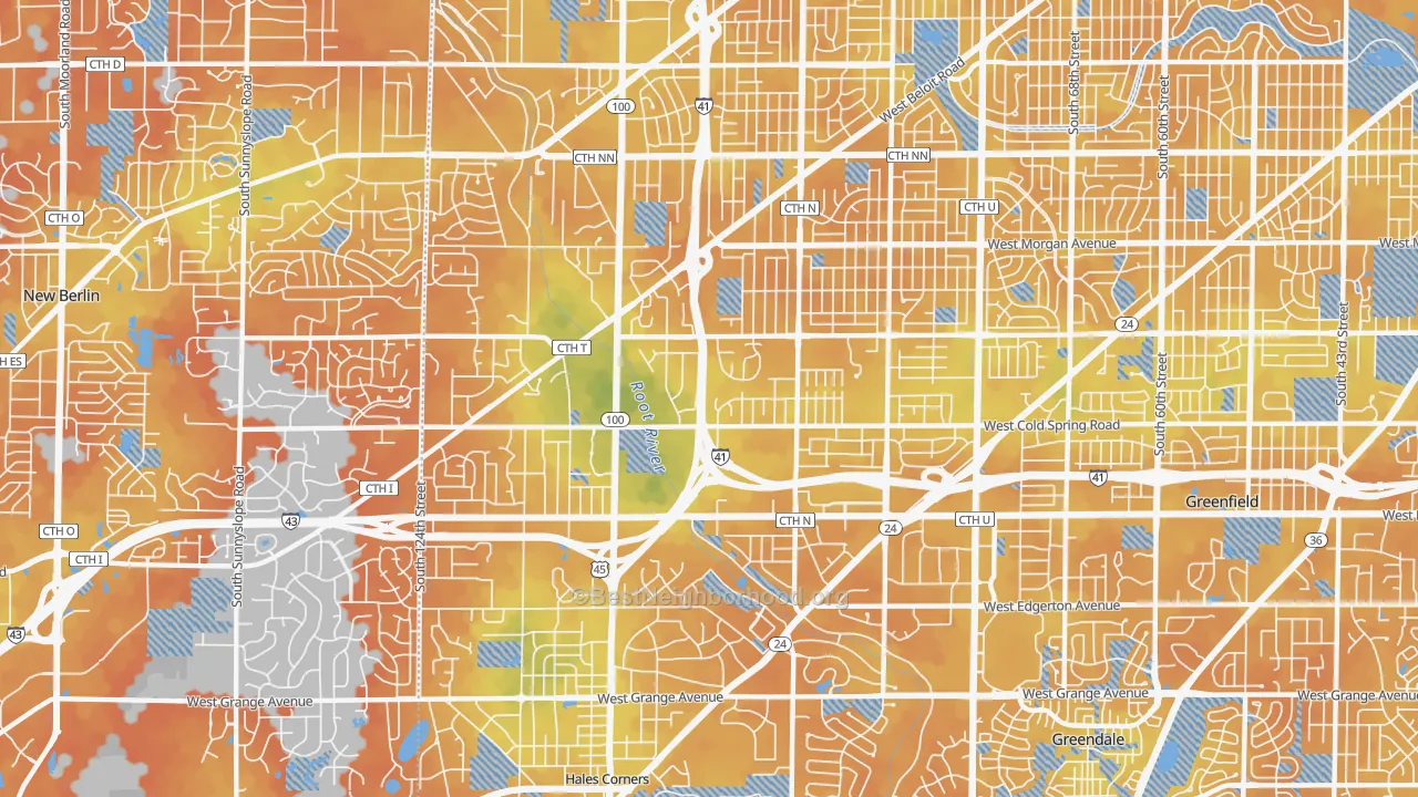 Bike Grade map of 53228, WI