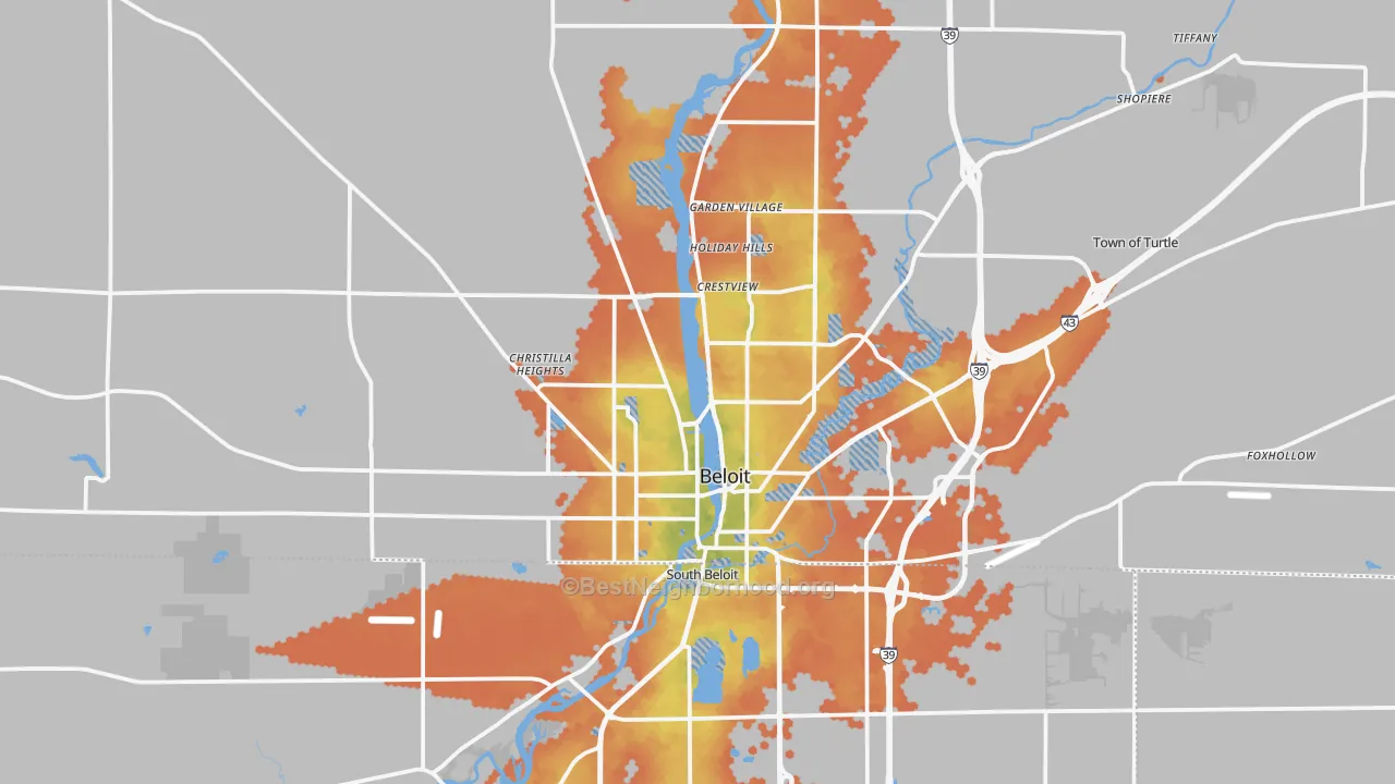 Bike Grade map of 53511, WI