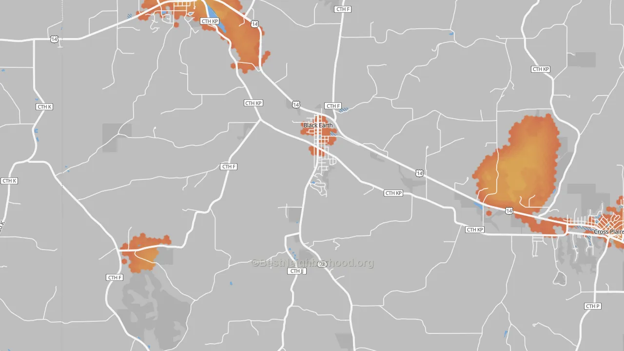 Bike Grade map of 53515, WI