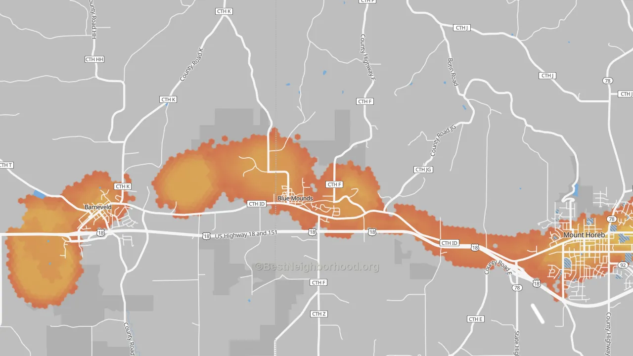 Bike Grade map of 53517, WI
