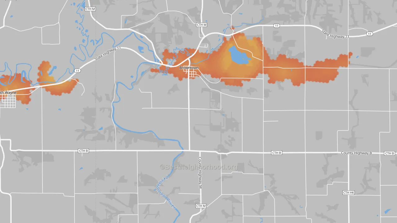 Bike Grade map of 53522, WI