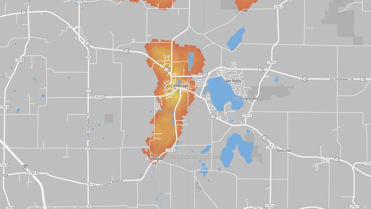 Bike Grade map of 53523, WI