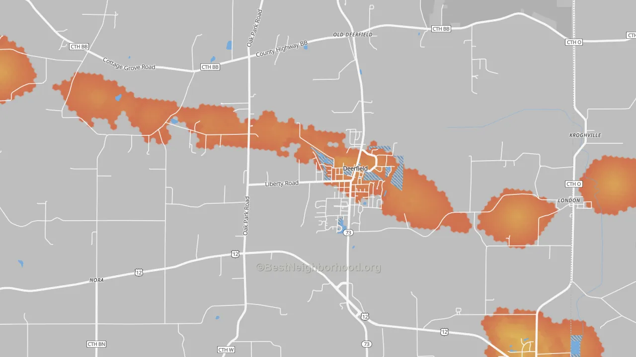 Bike Grade map of 53531, WI