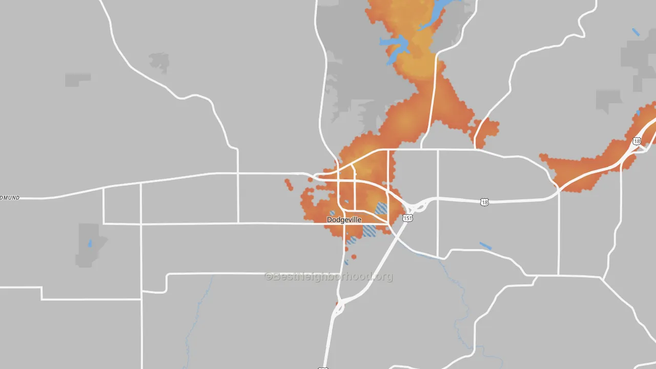 Bike Grade map of 53533, WI