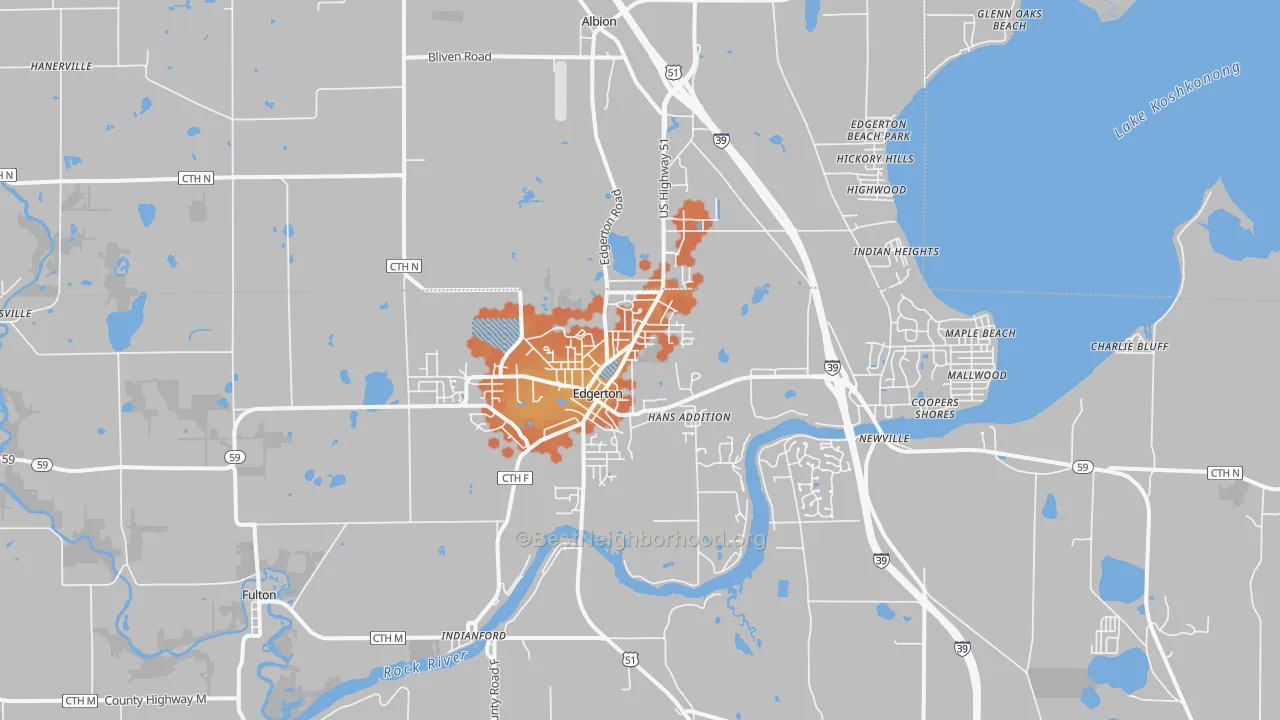Bike Grade map of 53534, WI