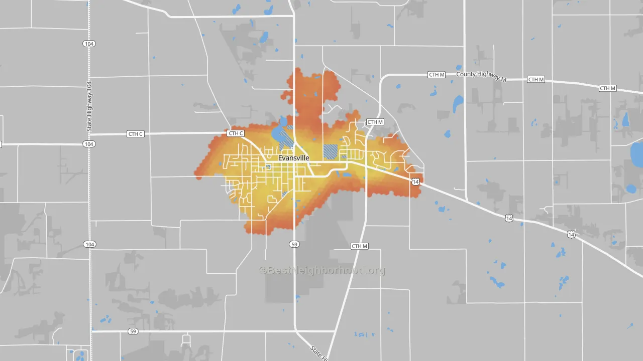 Bike Grade map of 53536, WI