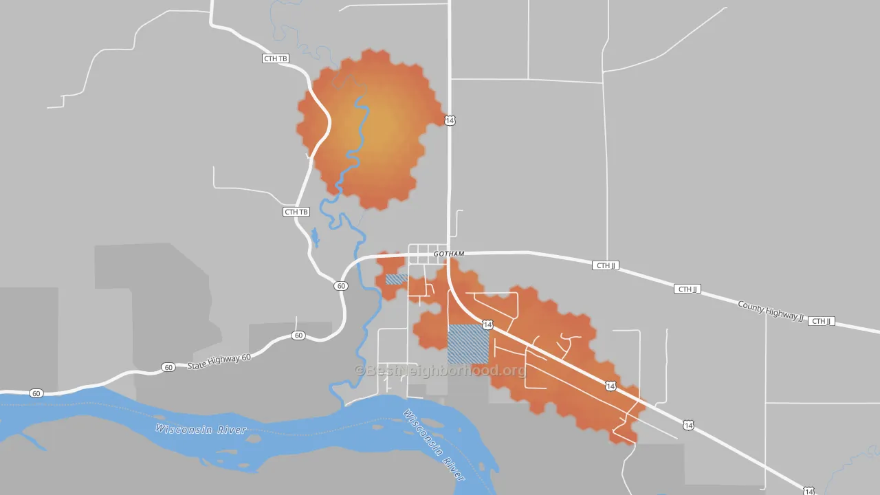 Bike Grade map of 53540, WI