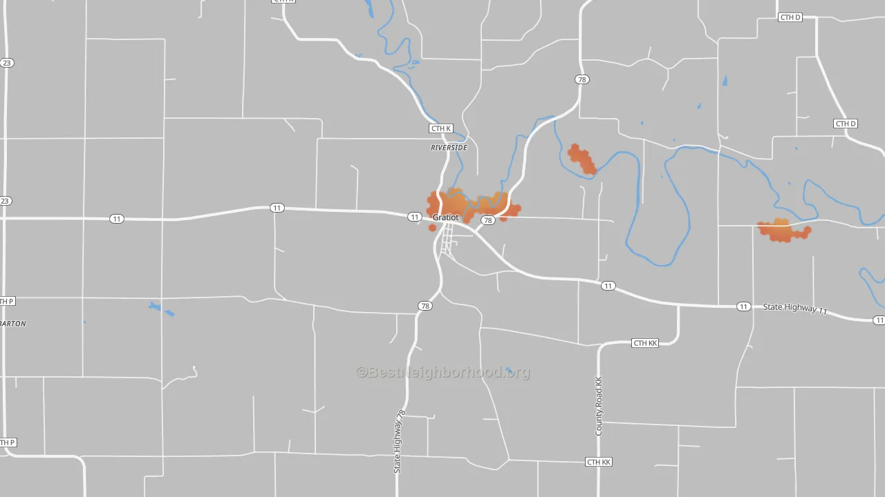 Bike Grade map of 53541, WI
