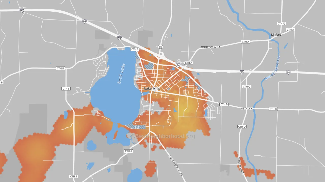 Bike Grade map of 53551, WI