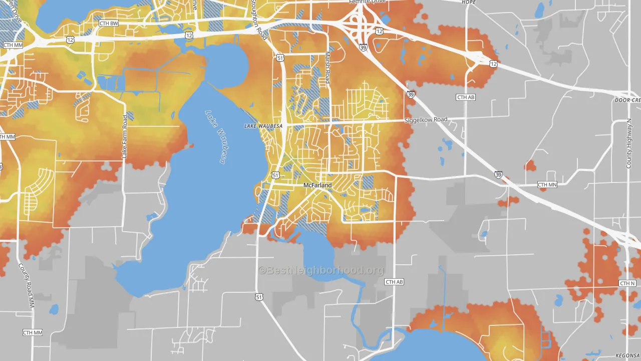 Bike Grade map of 53558, WI