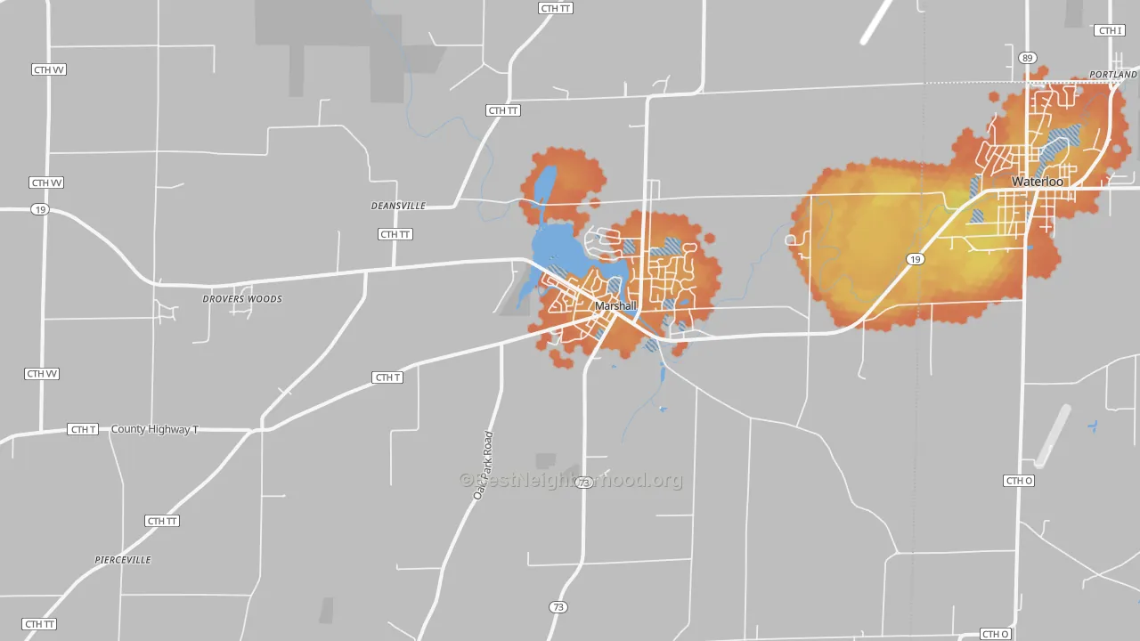 Bike Grade map of 53559, WI