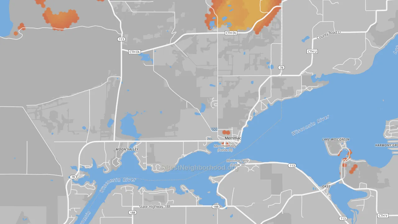 Bike Grade map of 53561, WI