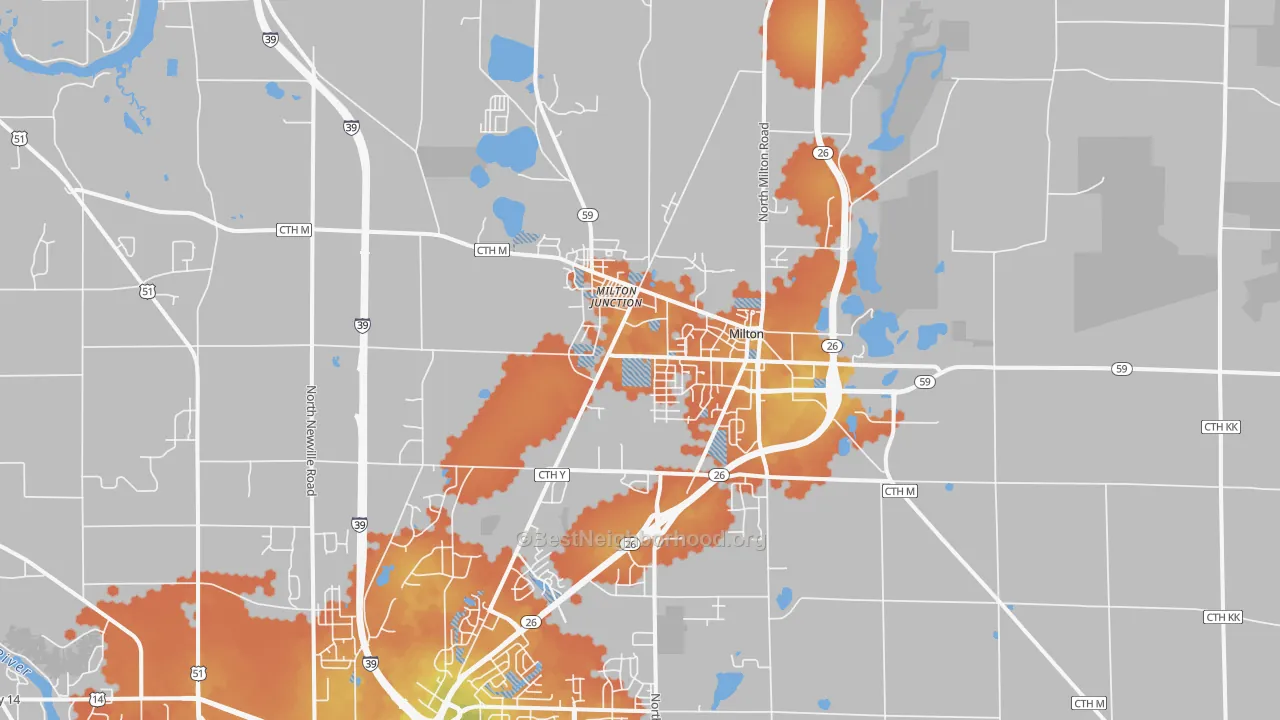 Bike Grade map of 53563, WI