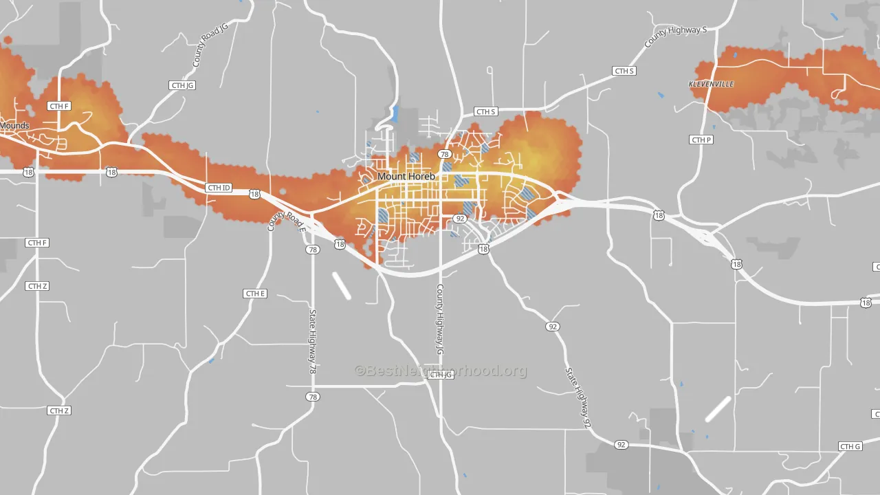Bike Grade map of 53572, WI