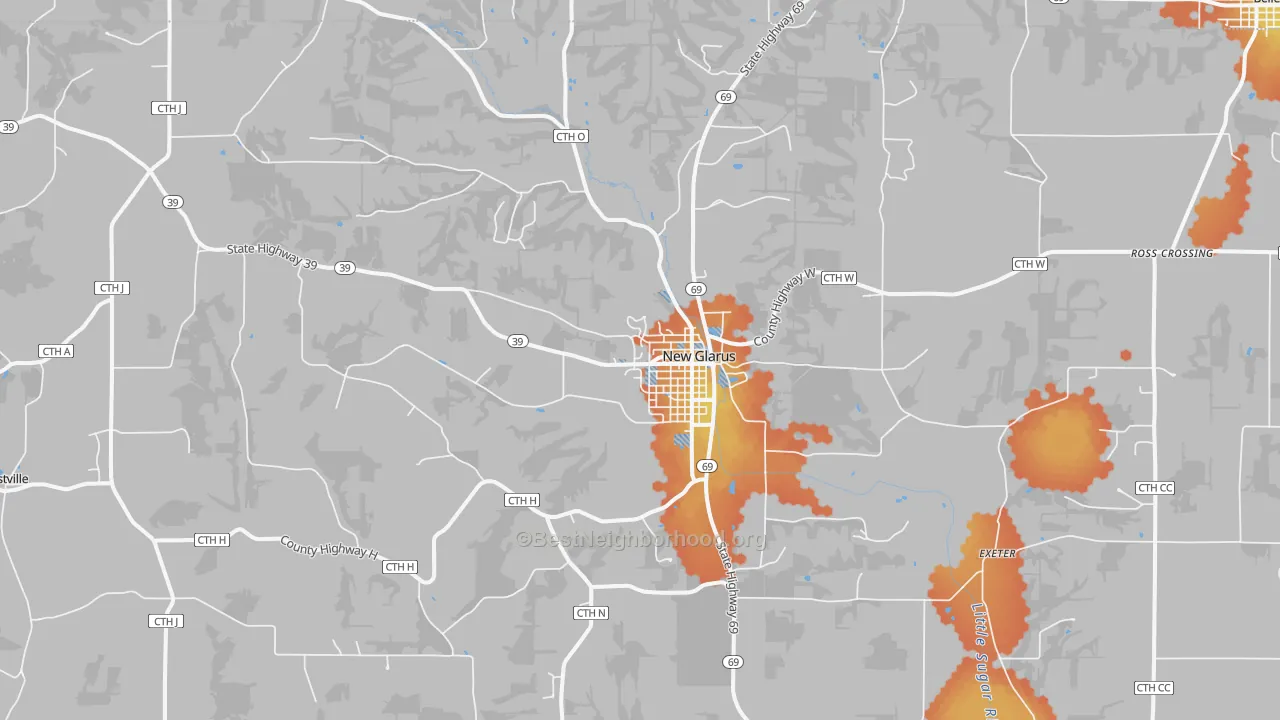 Bike Grade map of 53574, WI
