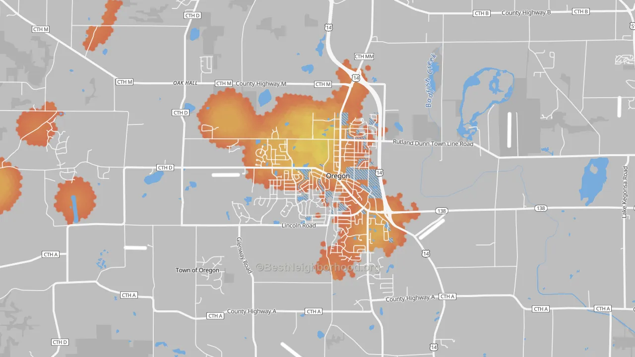 Bike Grade map of 53575, WI