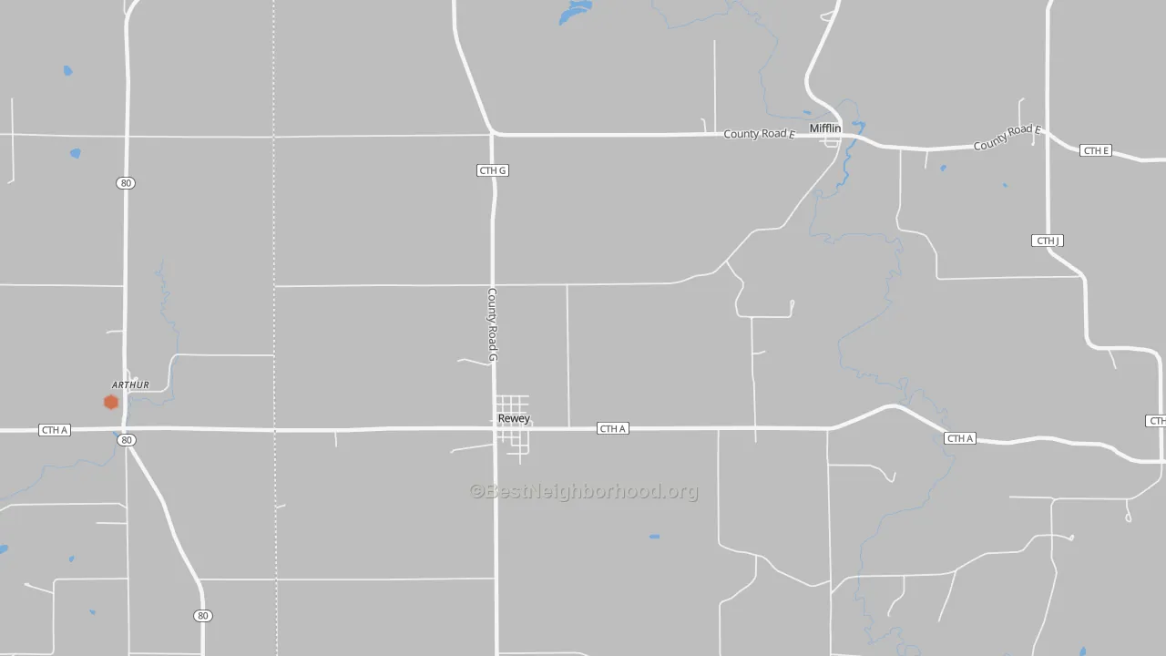 Bike Grade map of 53580, WI