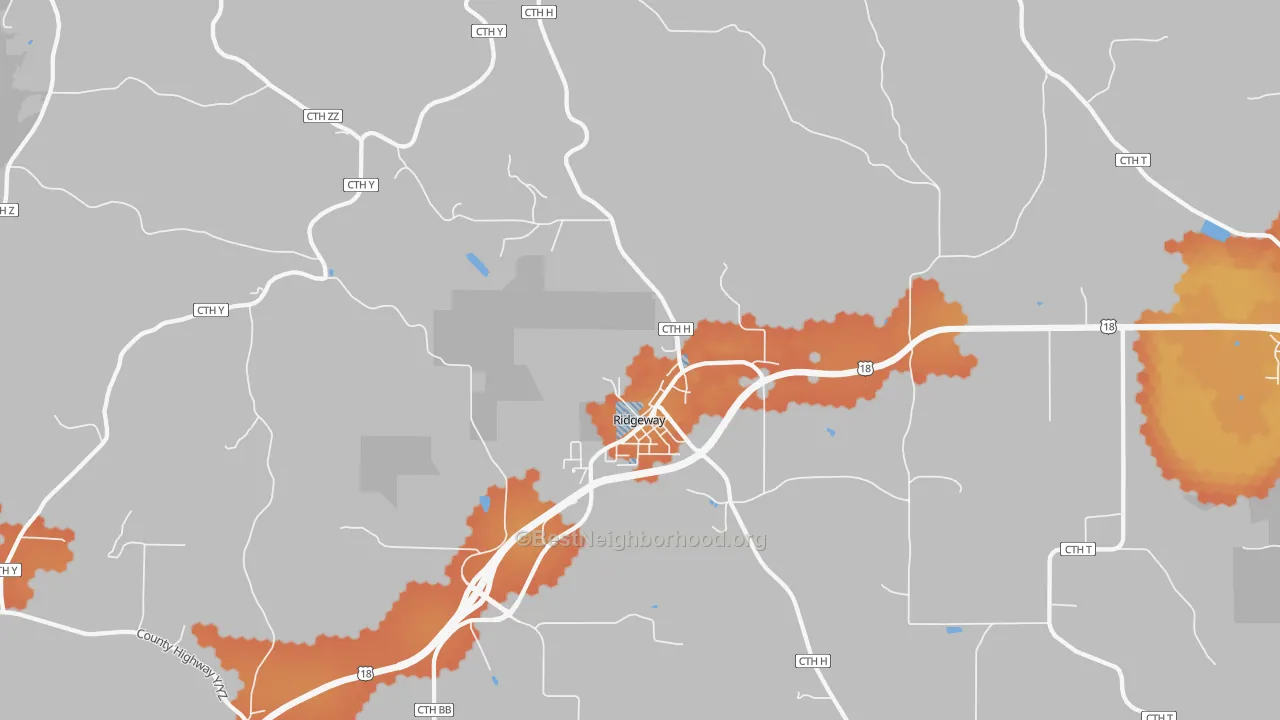 Bike Grade map of 53582, WI