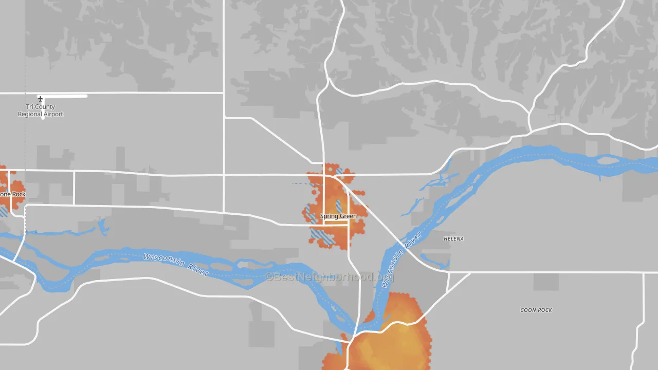 Bike Grade map of 53588, WI