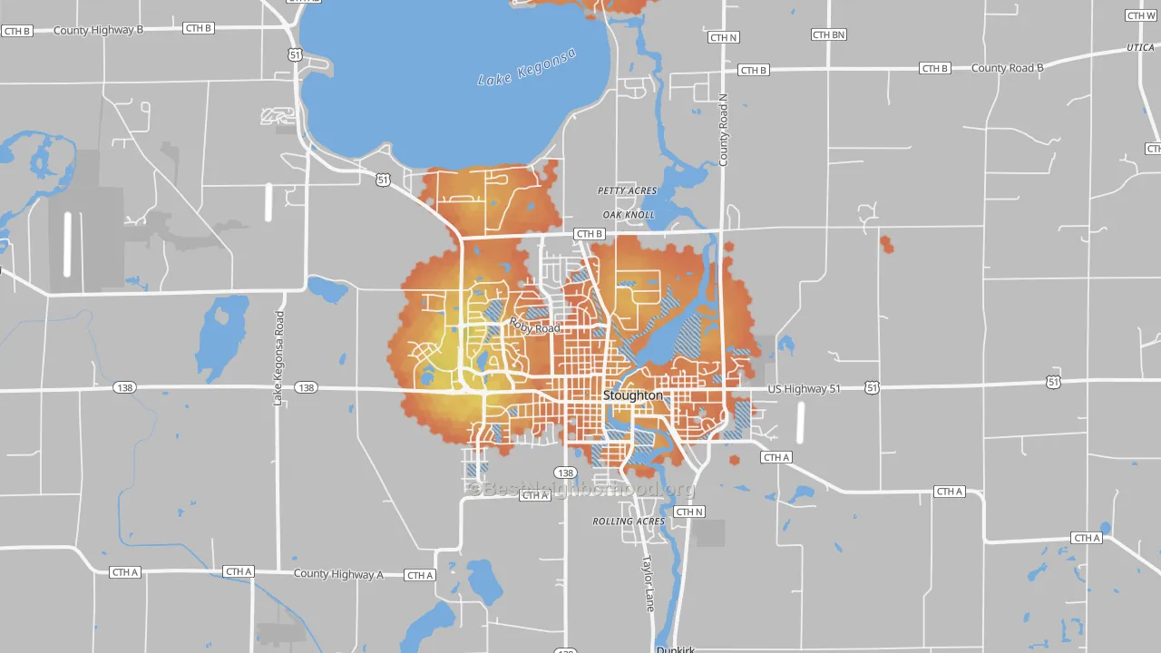 Bike Grade map of 53589, WI