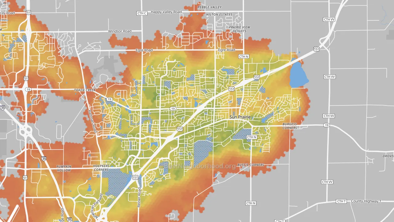 Bike Grade map of 53590, WI