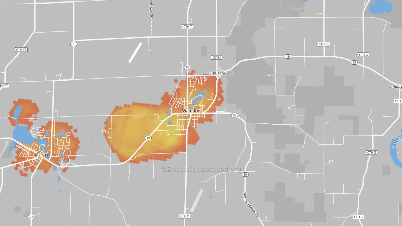 Bike Grade map of 53594, WI