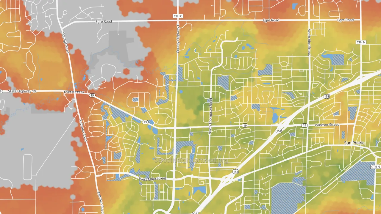 Bike Grade map of 53596, WI