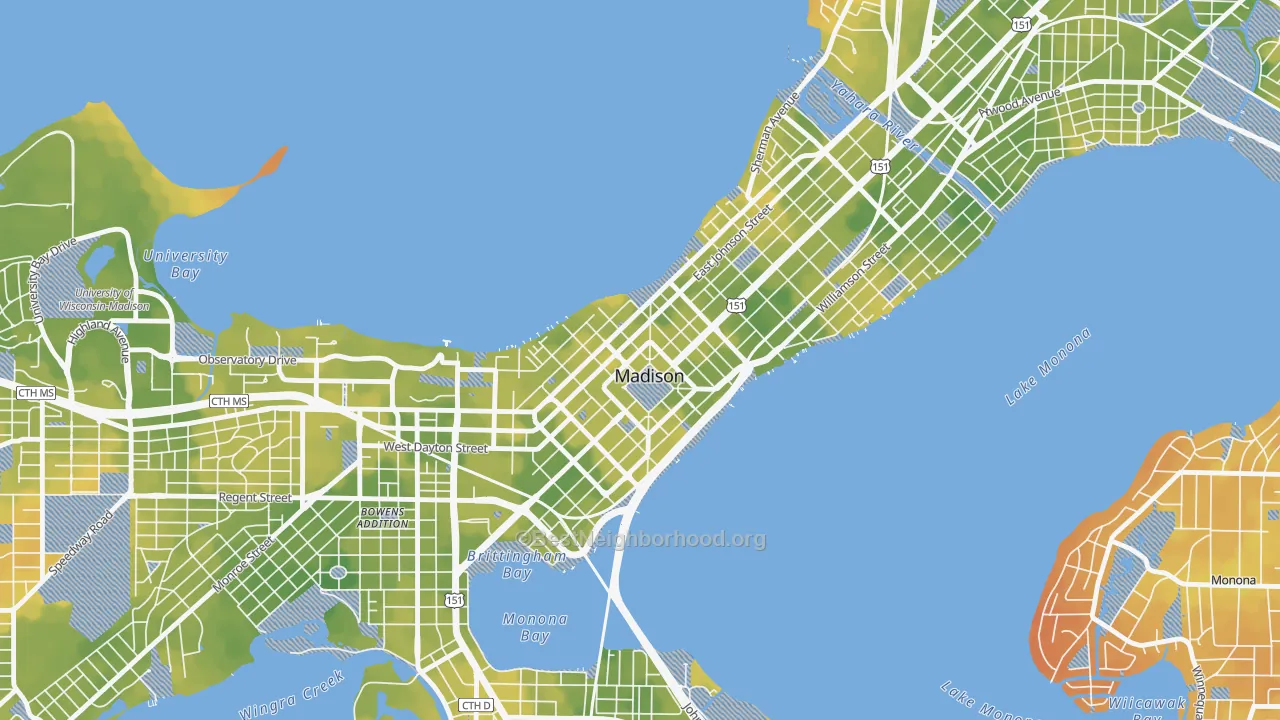 Bike Grade map of 53703, WI