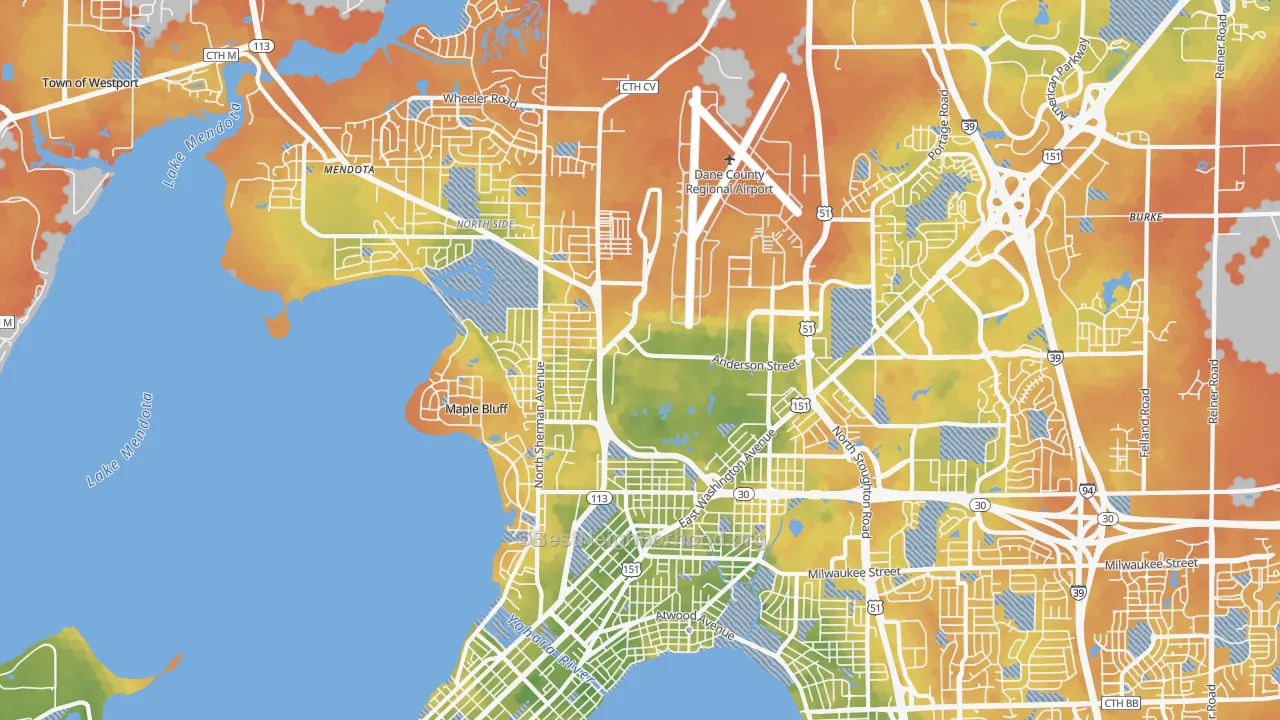 Bike Grade map of 53704, WI