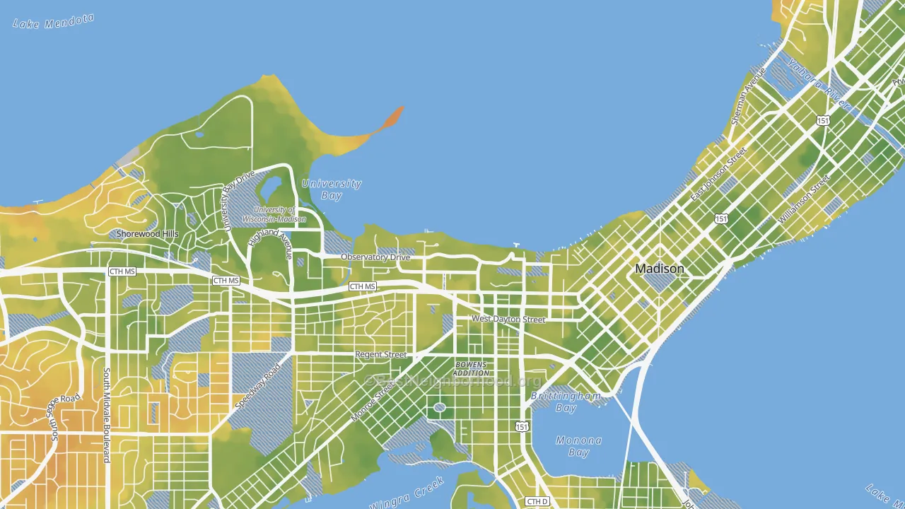 Bike Grade map of 53706, WI