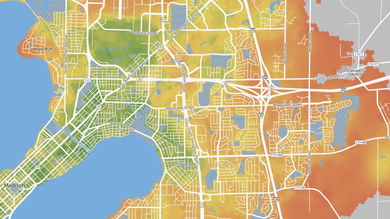 Bike Grade map of 53714, WI