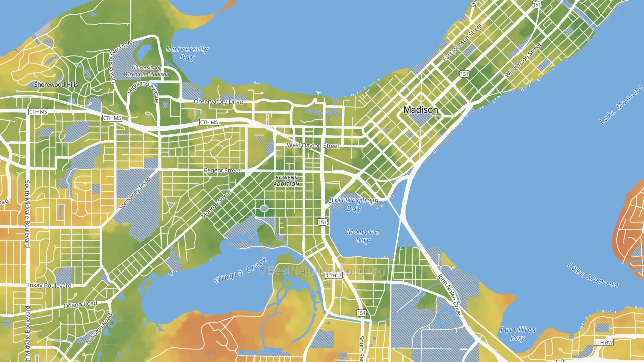 Bike Grade map of 53715, WI