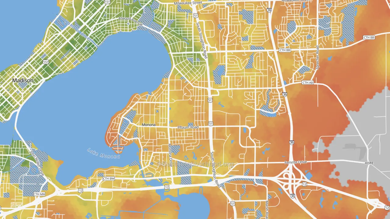 Bike Grade map of 53716, WI