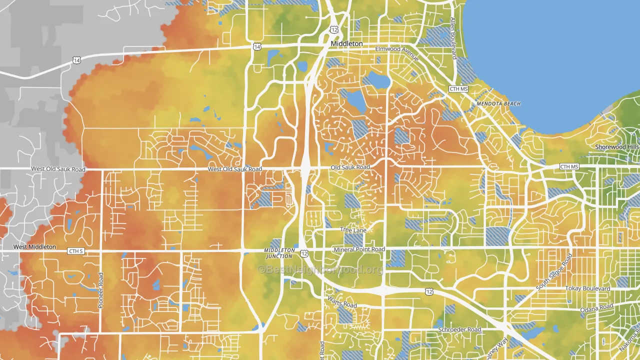 Bike Grade map of 53717, WI