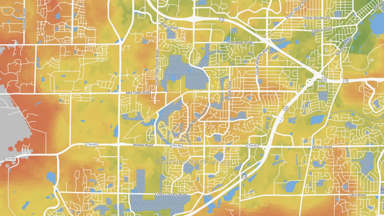 Bike Grade map of 53719, WI