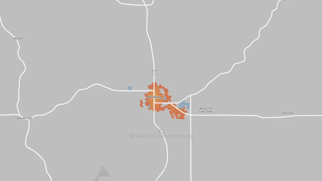 Bike Grade map of 53809, WI