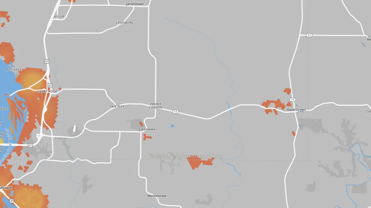 Bike Grade map of 53811, WI