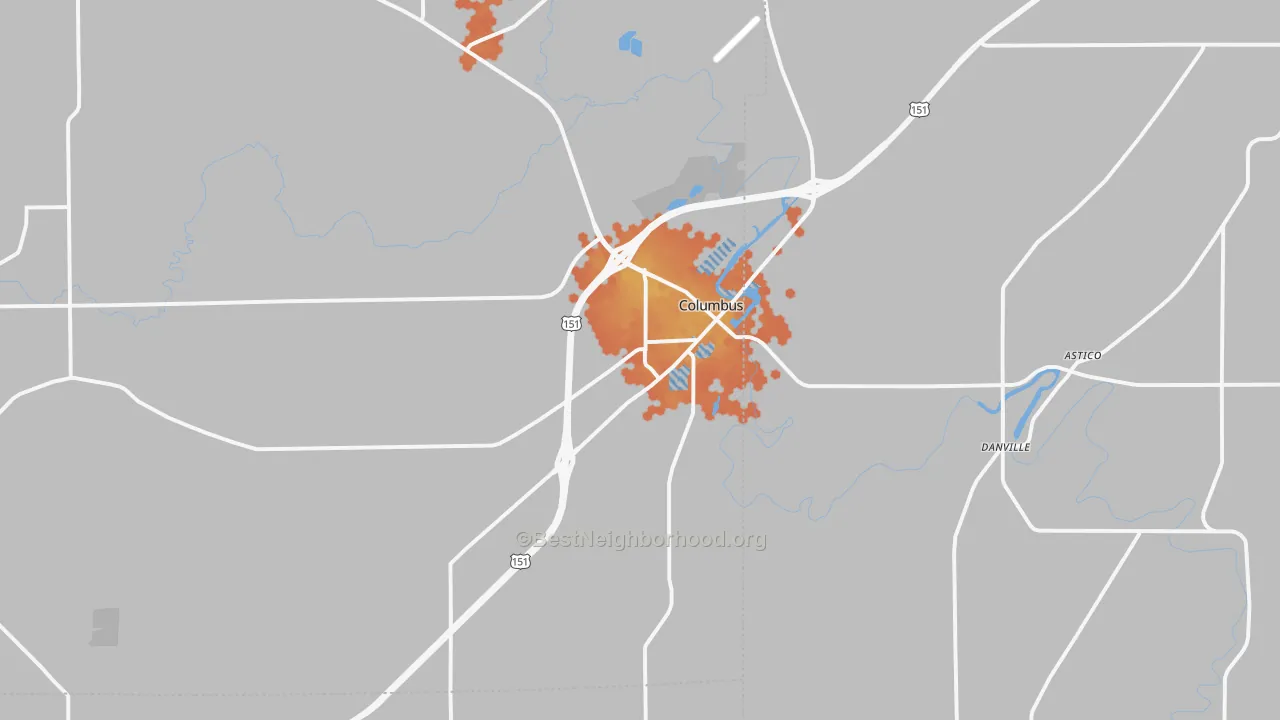 Bike Grade map of 53925, WI