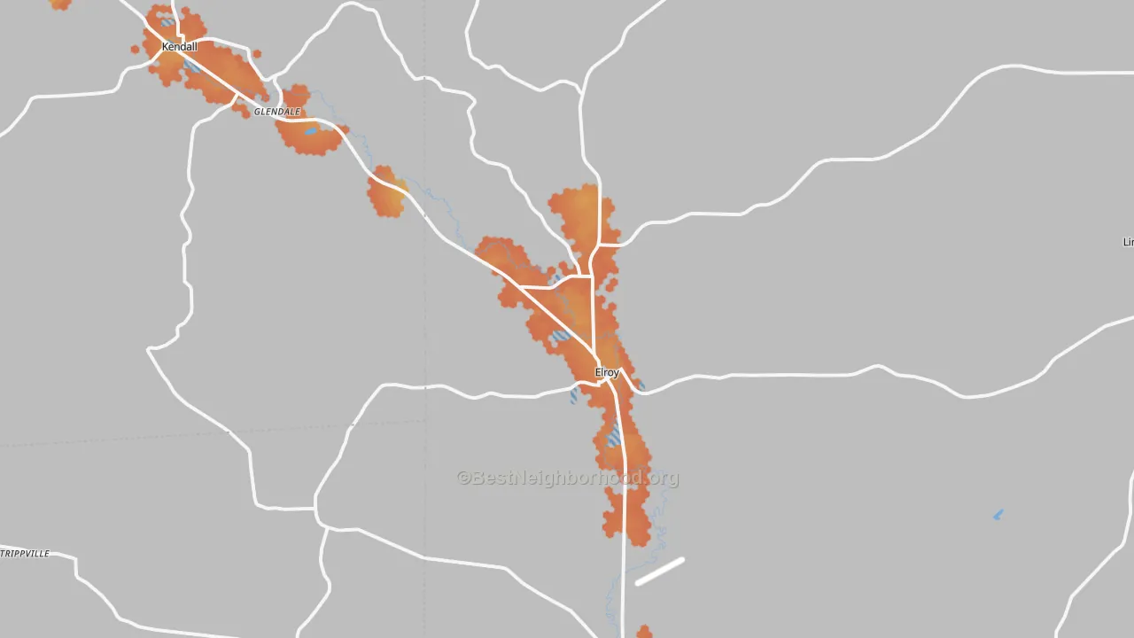 Bike Grade map of 53929, WI