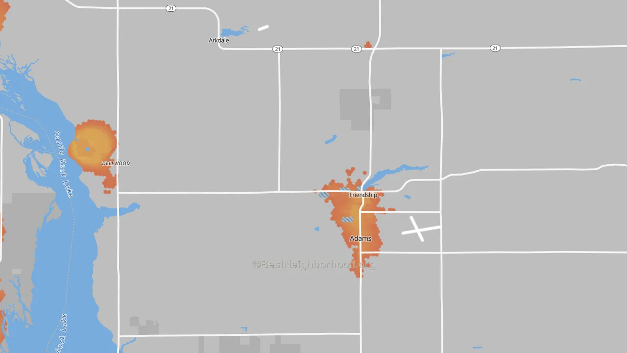 Bike Grade map of 53934, WI
