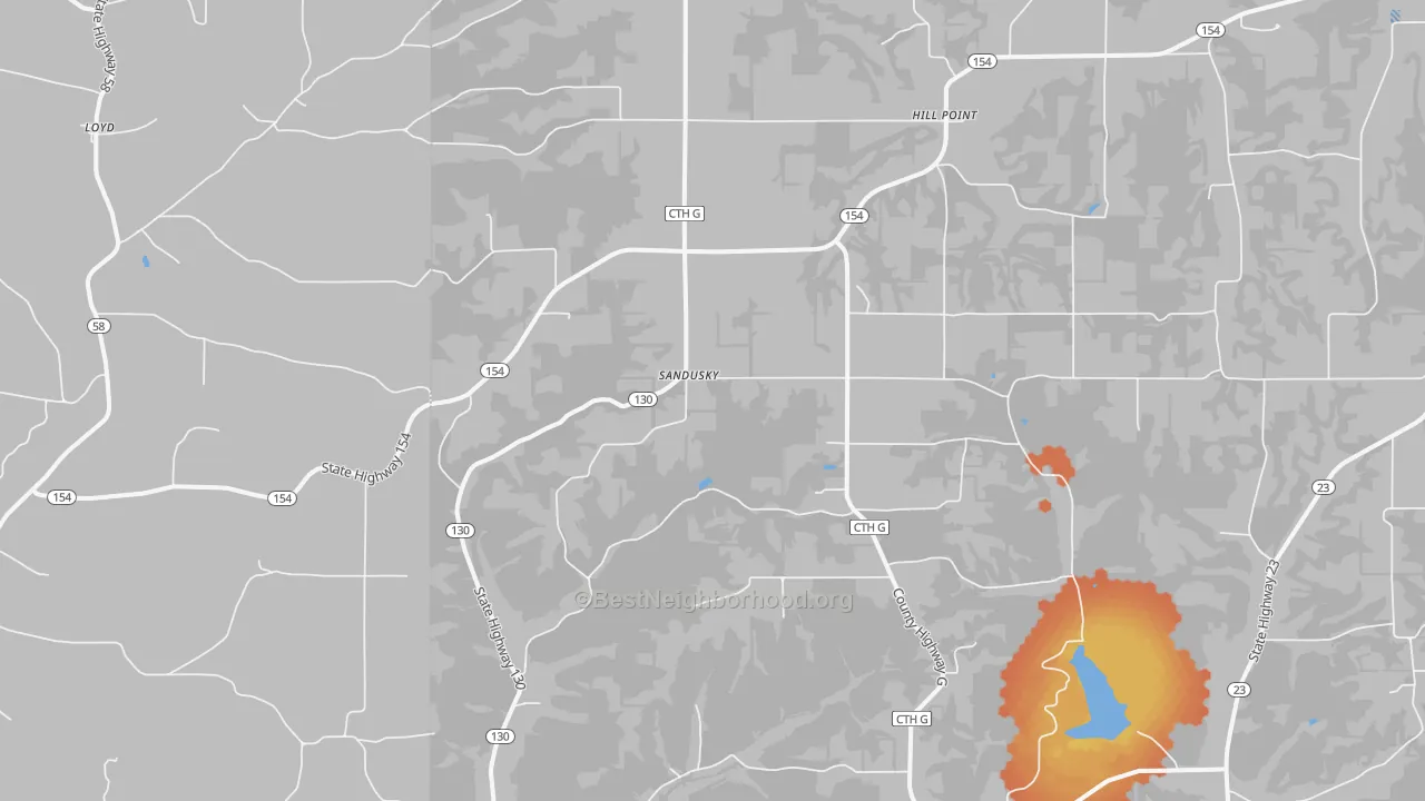 Bike Grade map of 53937, WI