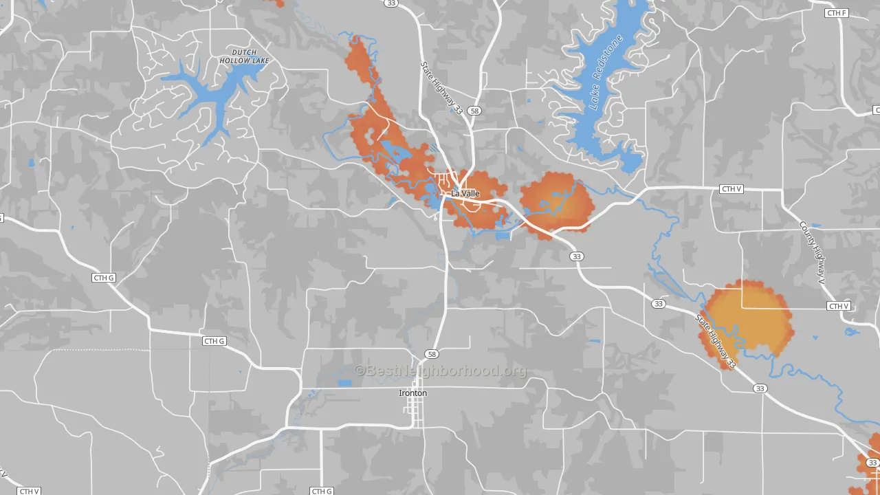 Bike Grade map of 53941, WI
