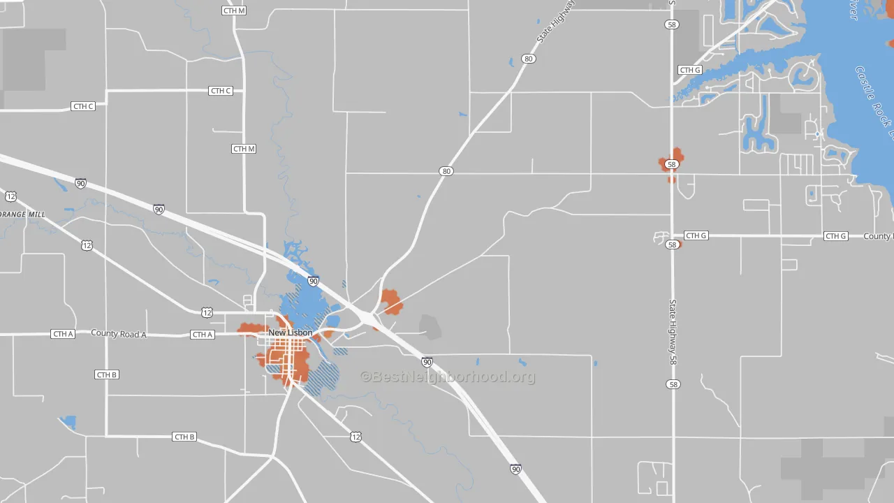 Bike Grade map of 53950, WI
