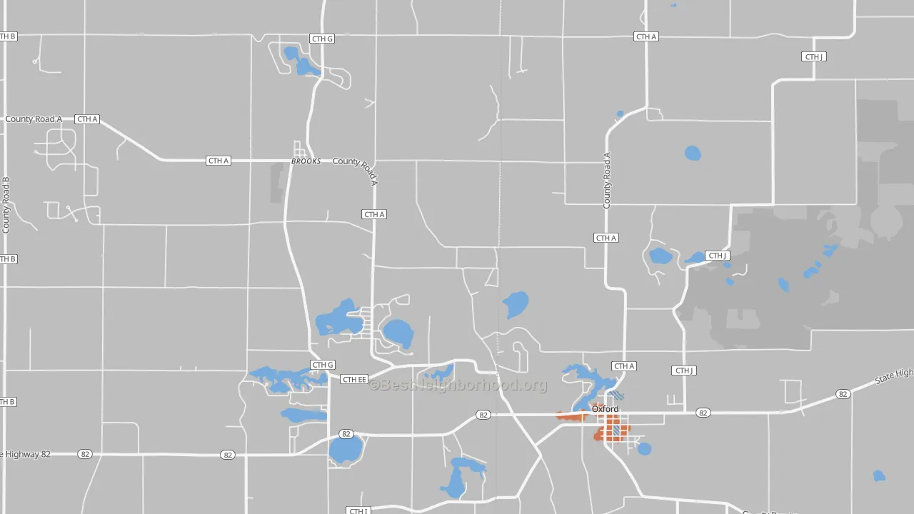 Bike Grade map of 53952, WI